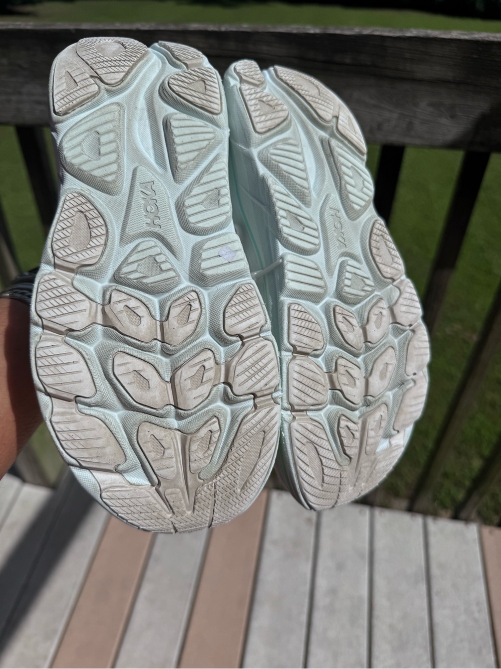 Hoka Women's White Running Sneakers with Teal Interior - Picture 5 of 7